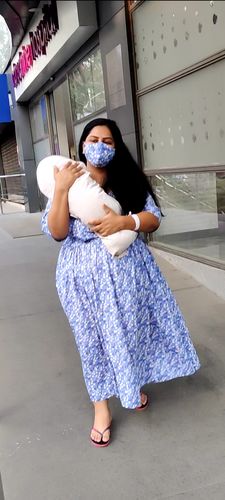 Customer photo review of Pastel Blue Concealed Zips Maternity & Nursing Dress