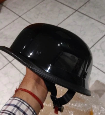 Customer photo review of Mayan Style Half Helmet Lightweight Face German Style DOT Helmet - Gloss Black