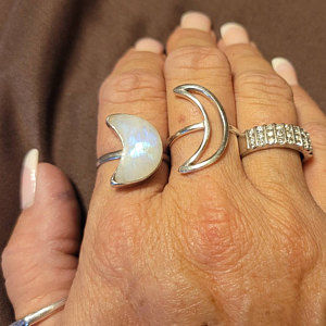 Customer photo review of Full Finger Crescent  Moon Ring Sterling Silver
