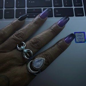 Customer photo review of Sterling Silver Crescent Moon Moonstone Ring