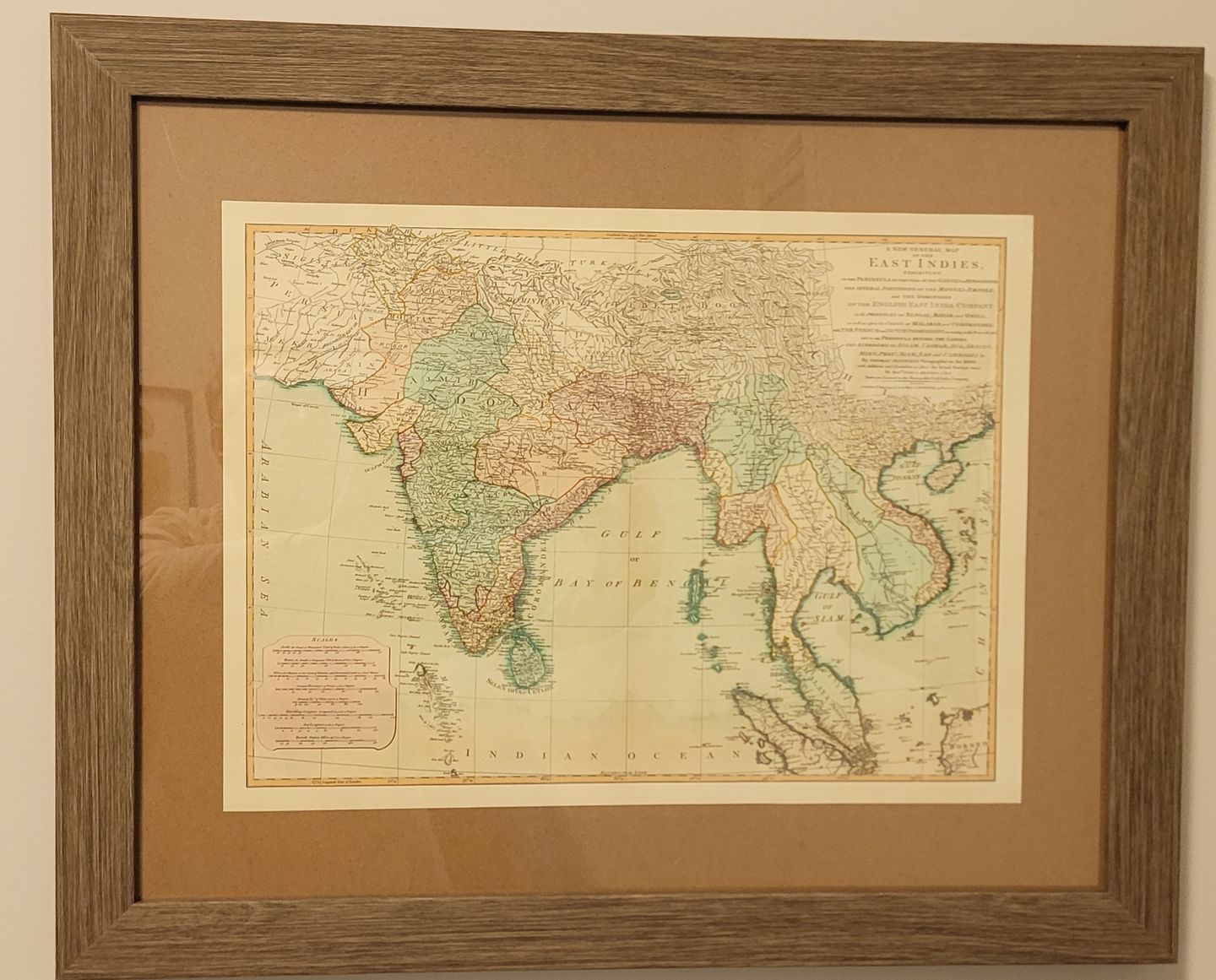 Customer photo review of Old Map of the East Indies, 1794 - India, Hindustan, China, Vietnam, Thailand, Siam, Burma, Malaysia, Vietnam, Pegu