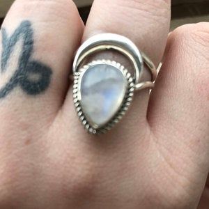 Customer photo review of Sterling Silver Crescent Moon Moonstone Ring