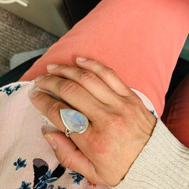 Customer photo review of Sterling Silver Teardrop Large Moonstone Ring