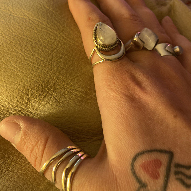 Customer photo review of Sterling Silver Crescent Moon Moonstone Ring