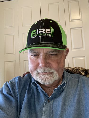 Customer photo review of Fire Cornhole Hat - Neon Green