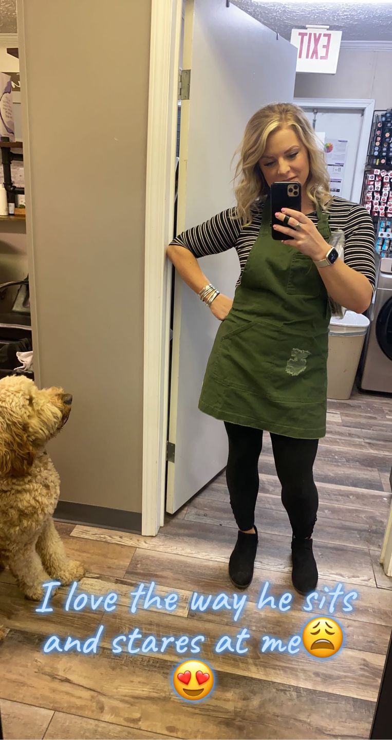 Customer photo review of Olive Green Apron