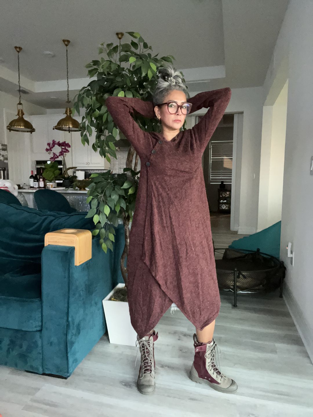 Customer photo review of Hooded Sweater Amita Red