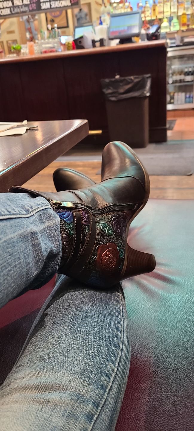 Customer photo review of Vintage Handmade Embossed Adjustable Ankle Boots