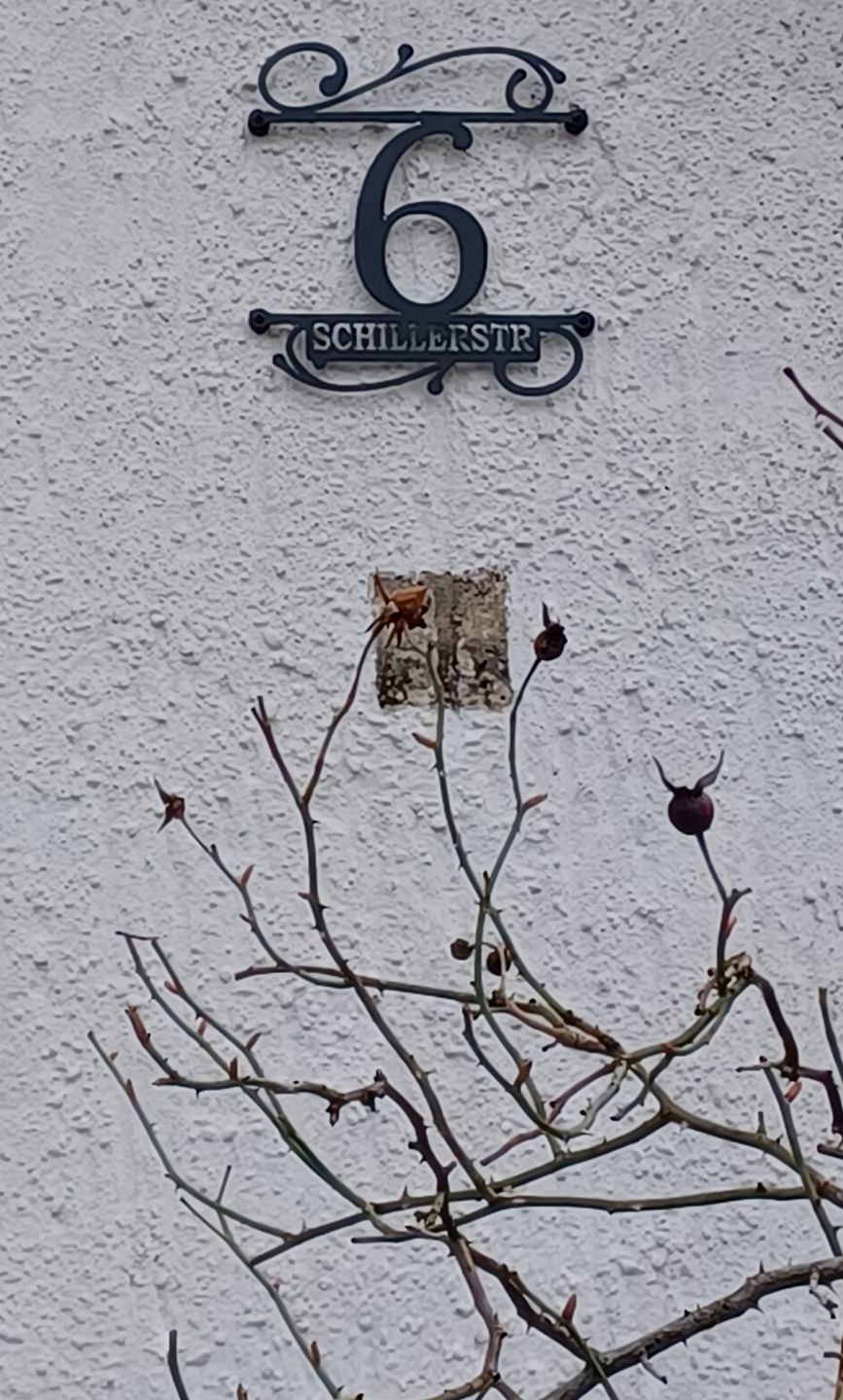 Customer photo review of Hausnummer Türschild mit Ornament und Familiennamen aus edlem Stahl
