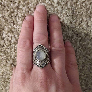 Customer photo review of Sterling Silver Boho Ring with Moonstone