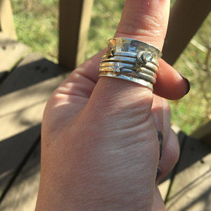 Customer photo review of Fidget Ring Moon Moonstone and Stars Sterling Silver