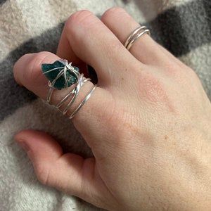 Customer photo review of Natural Raw Apatite Wire Wrapped Ring Sterling Silver