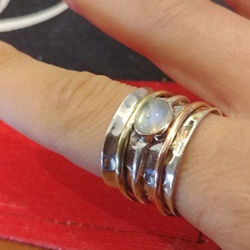 925 Sterling Silver Wide Band Brass Spinner ring Jewelry Handmade All Size g-32 925 Sterling Silver Wide Band Brass Spinner ring Jewelry Handmade All Size g-32