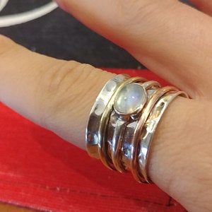 Customer photo review of Chunky Spinner Ring with Moonstone Sterling Silver