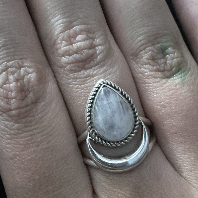 Customer photo review of Sterling Silver Crescent Moon Moonstone Ring