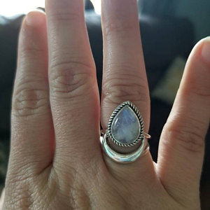 Customer photo review of Sterling Silver Crescent Moon Moonstone Ring