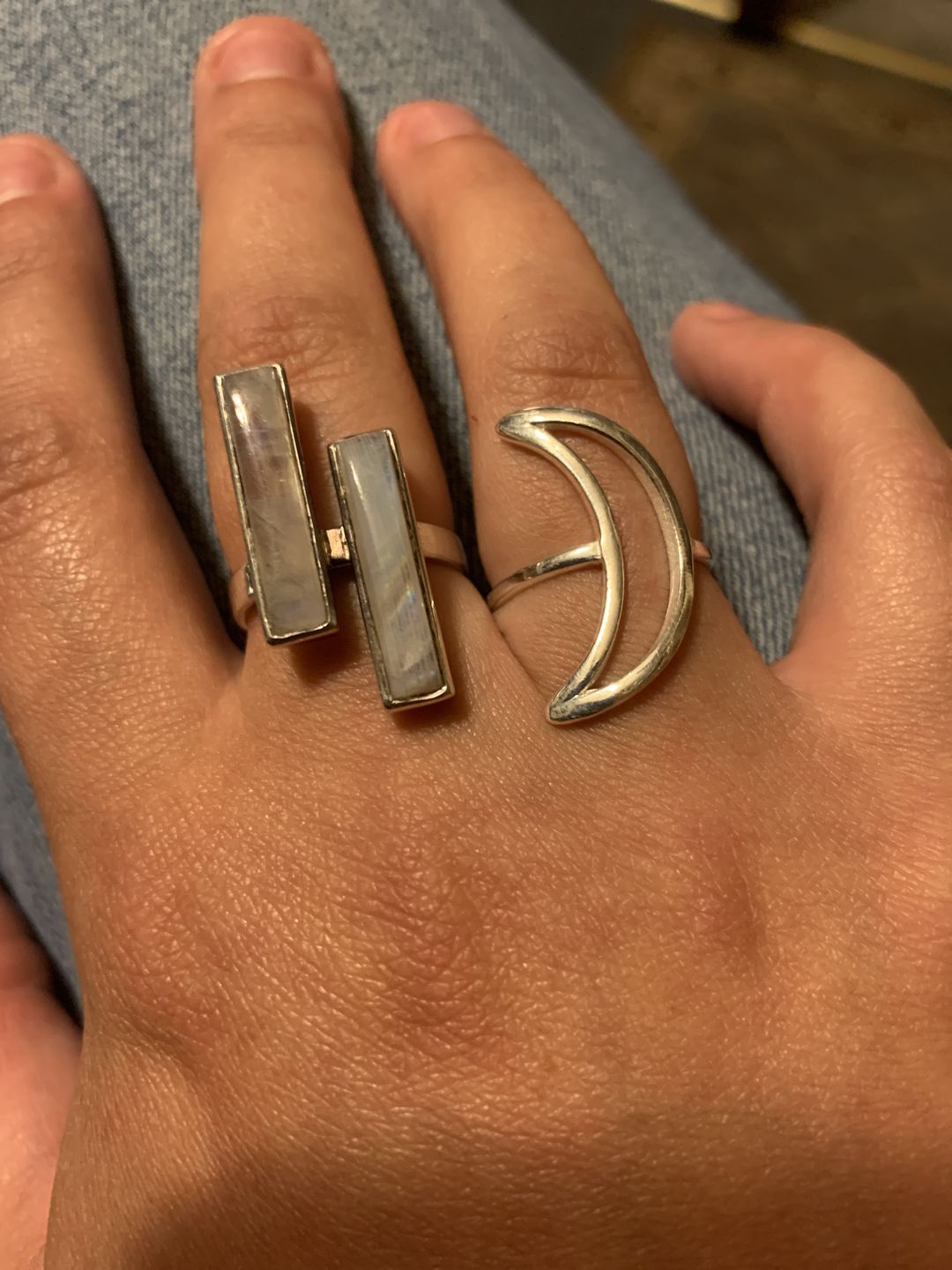 Customer photo review of Full Finger Crescent  Moon Ring Sterling Silver