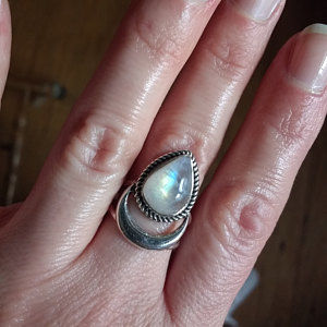 Customer photo review of Sterling Silver Crescent Moon Moonstone Ring