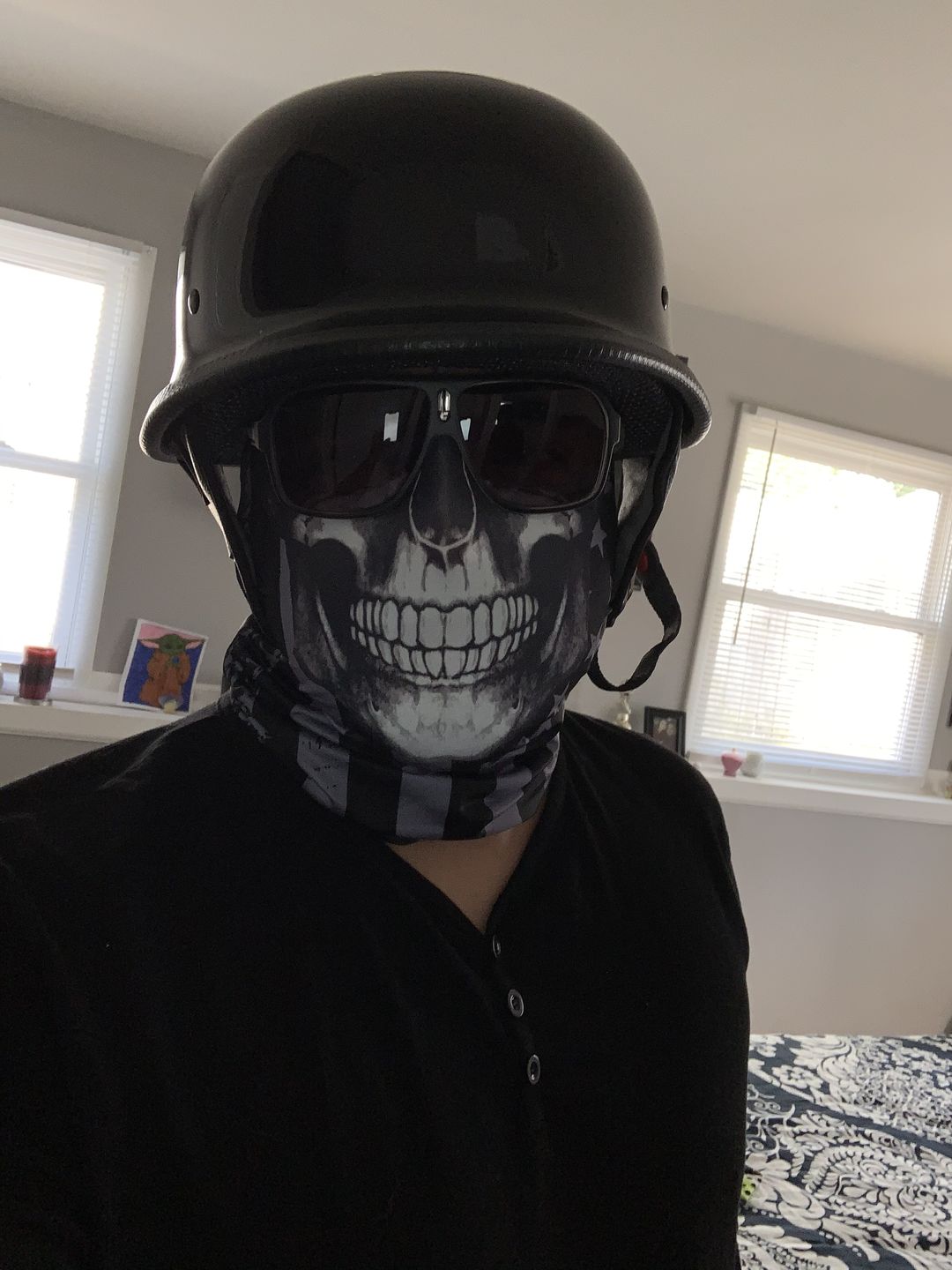 Customer photo review of Mayan Style Half Helmet Lightweight Face German Style DOT Helmet - Gloss Black