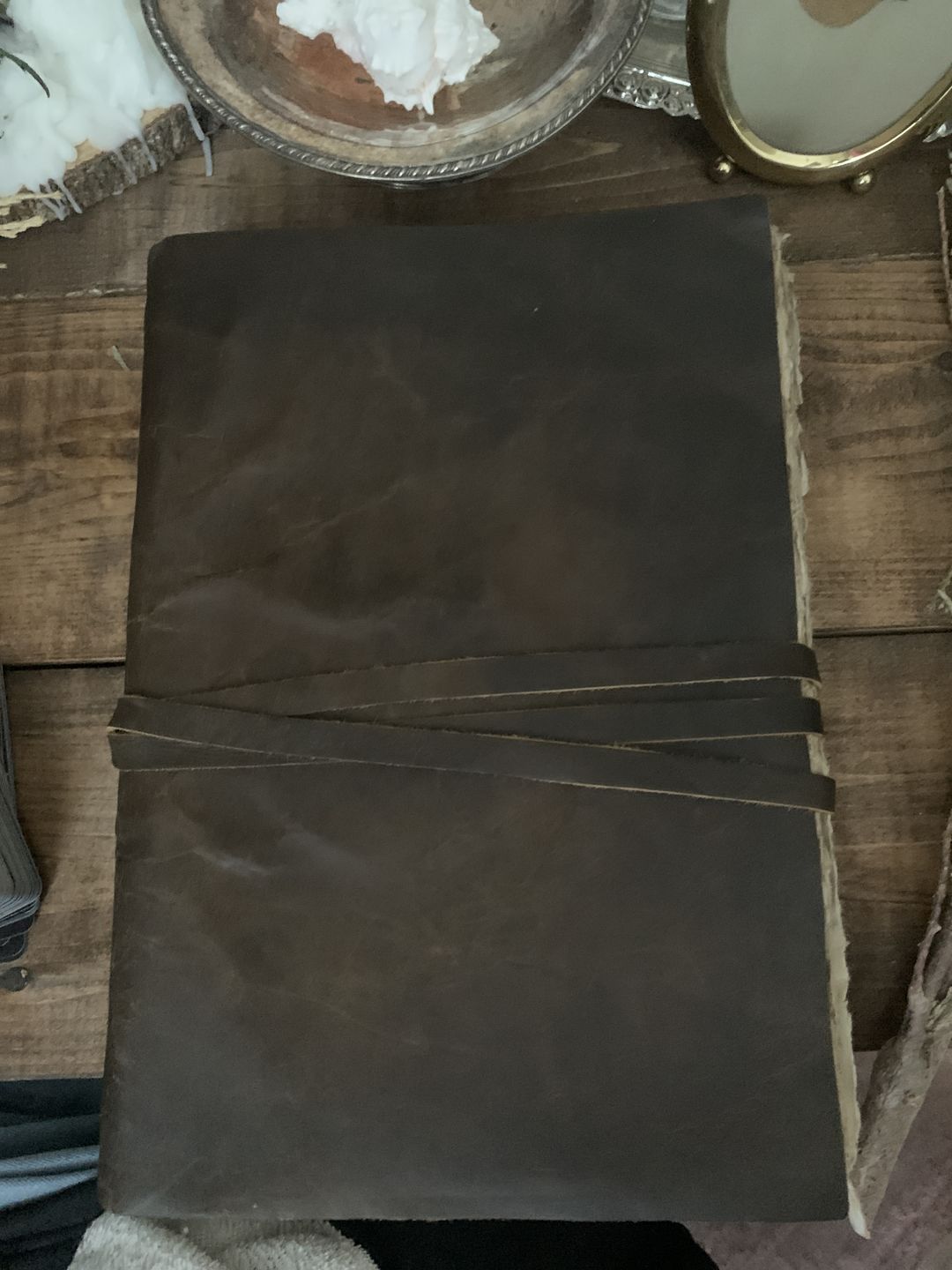 Customer photo review of Vintage Leather Journal – Deckle Edge Paper