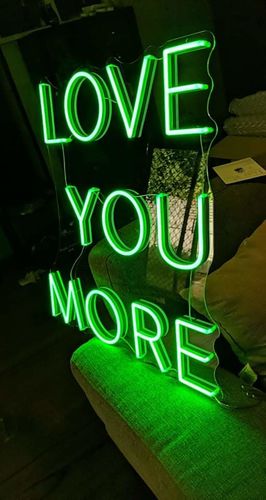 Customer photo review of Love you more pink neon lights