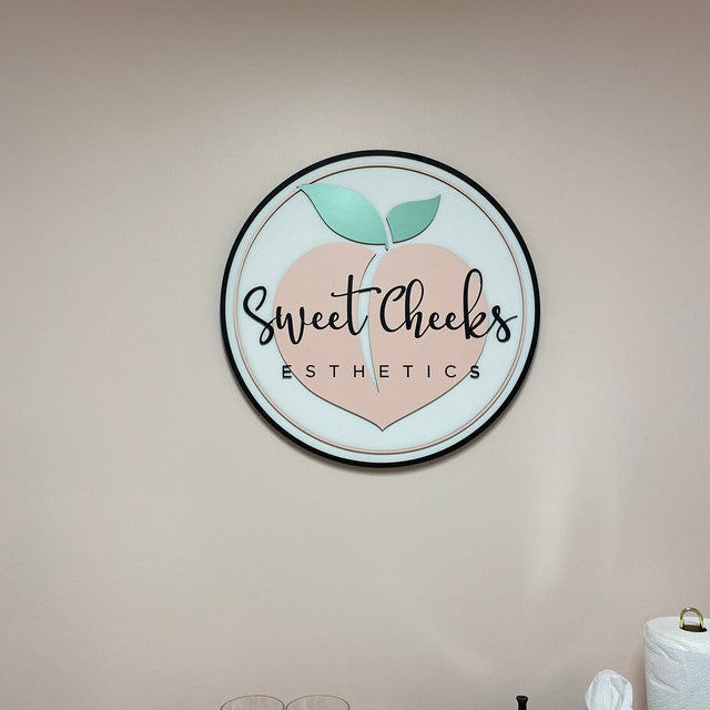 Customer photo review of Custom 3D Round Business Logo Wood Sign