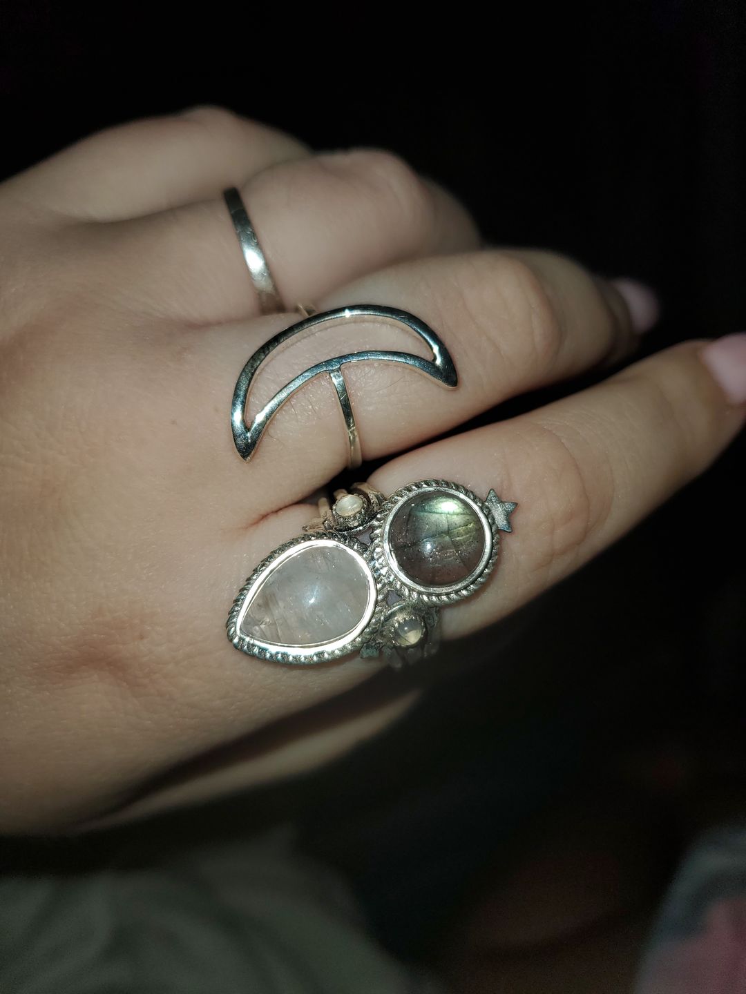 Customer photo review of Full Finger Crescent  Moon Ring Sterling Silver