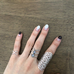 Customer photo review of Triple Chevron Boho Ring with Moonstone Sterling Silver