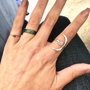 Customer photo review of Sterling Silver Crescent Moon Ring with Moonstone
