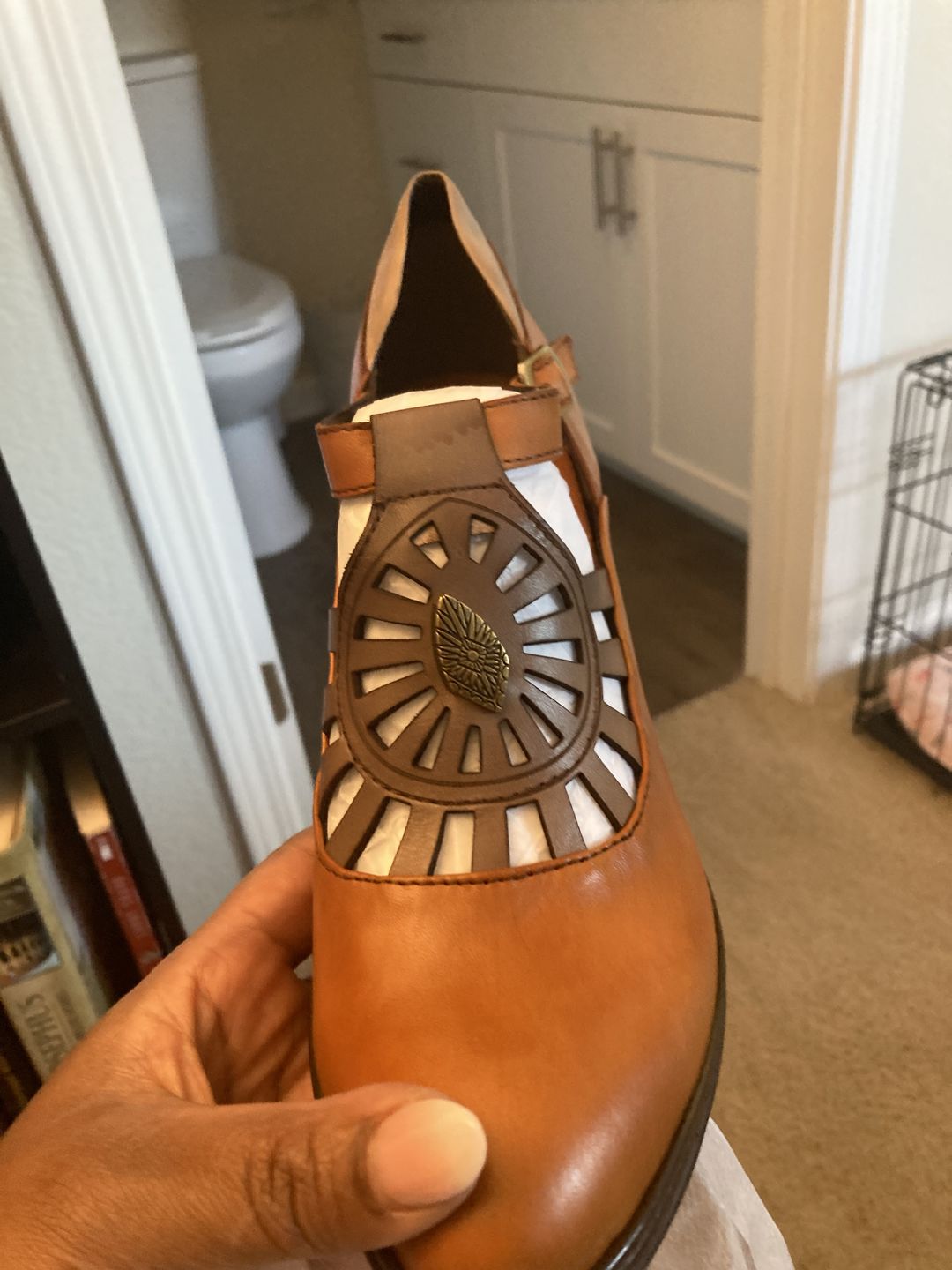 Customer photo review of Retro Leather Adjustable Belt High Heels