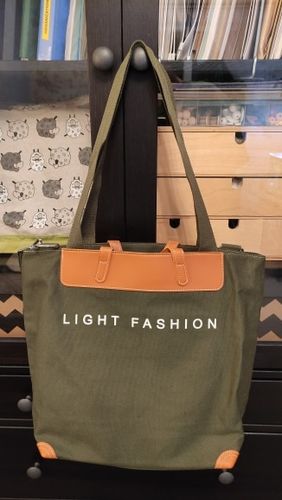 Customer photo review of Organic Khaki Graphic Print Canvas Tote Handbag