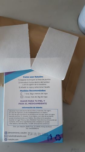 Customer photo review of Eco-Tiras de Detergente 40 lavados Natulim