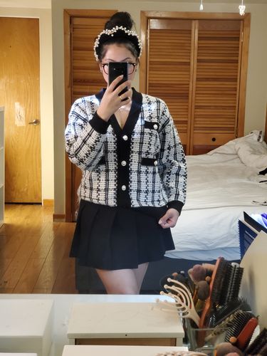 Customer photo review of Dionne Tweed Wool Cardigan