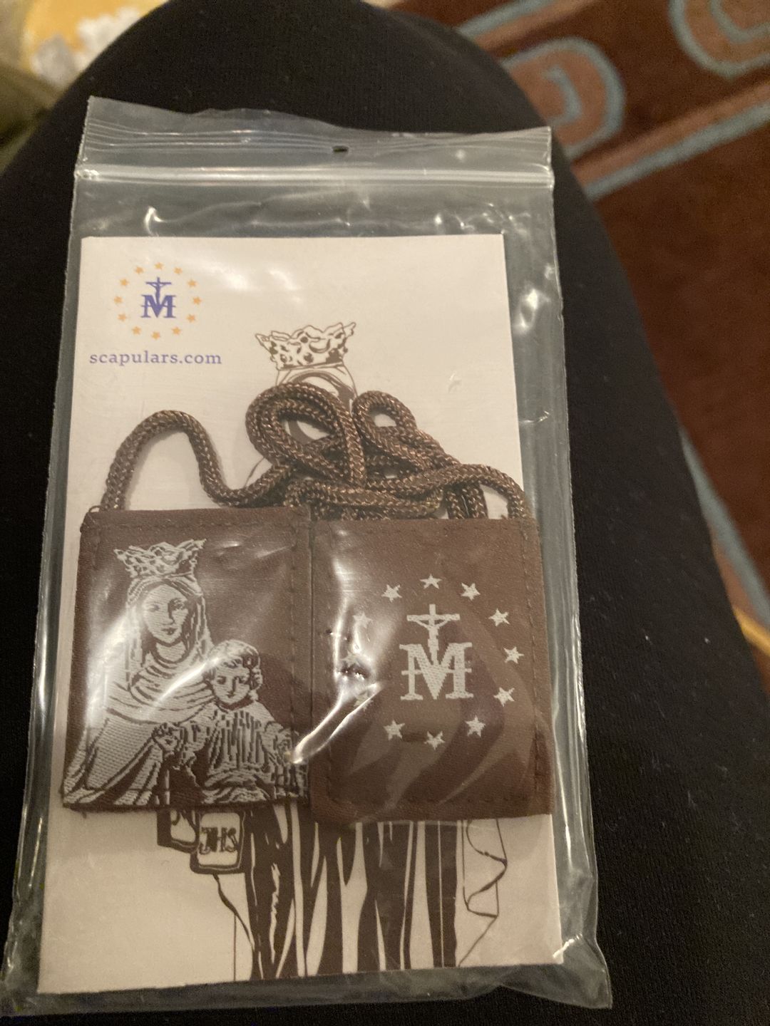 Customer photo review of Premium Brown Scapular, Brown & Cream, Our Lady of Mt. Carmel (Mini)
