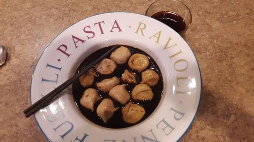 Customer photo review of Frozen [F8] Pork & Cabbage Dumplings w/ Spicy & Sour Sauces (30 Pieces/5 Servings)