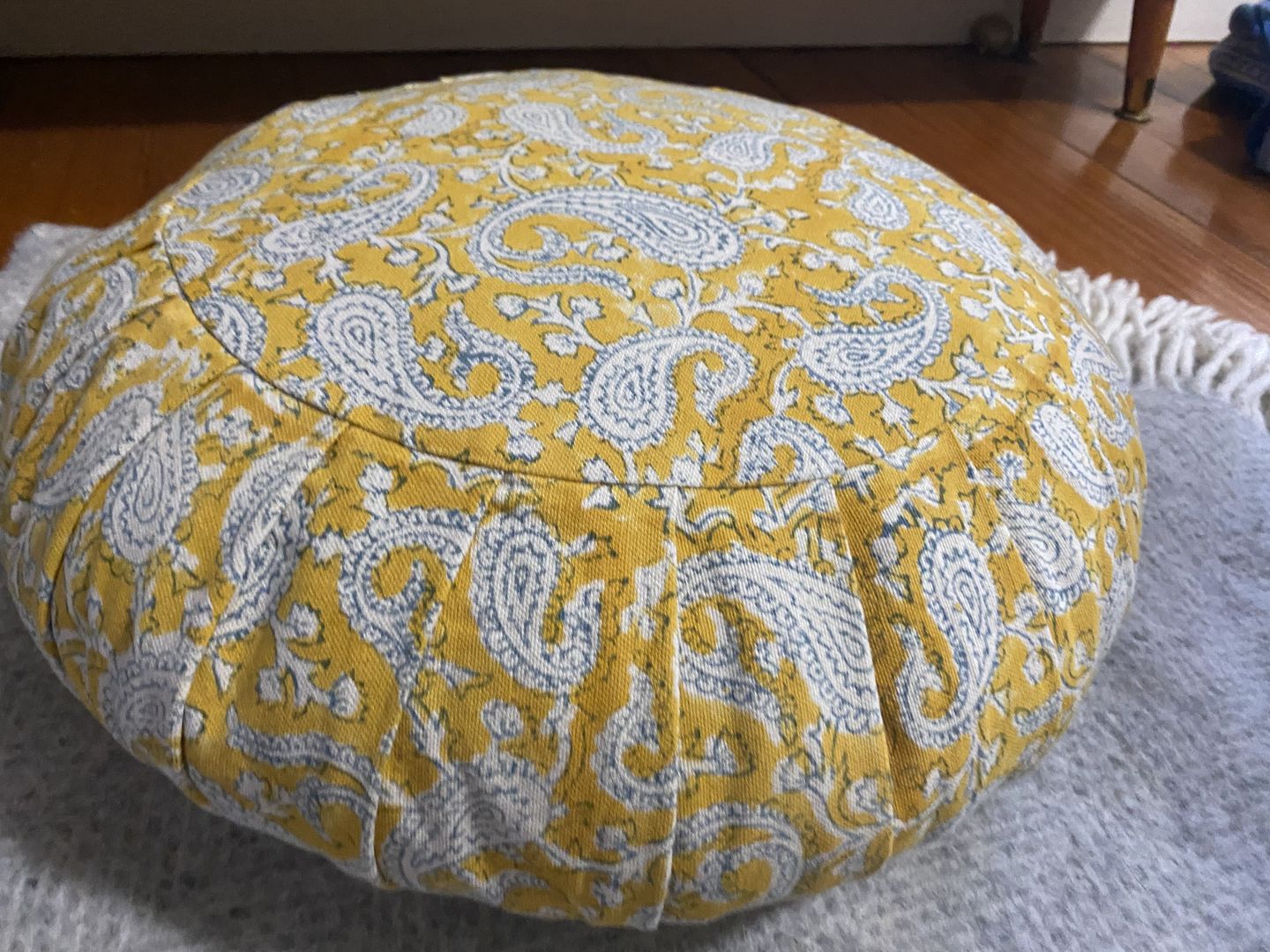 Customer photo review of Round Meditation Cushion Mustard Paisley
