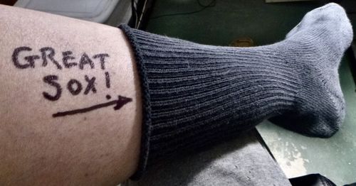 Customer photo review of J.B. Field's Casual "98% Cotton Cushion" Non-Elastic Sock