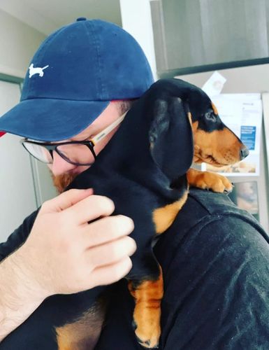 Customer photo review of Dachshund Cap Sea Blue