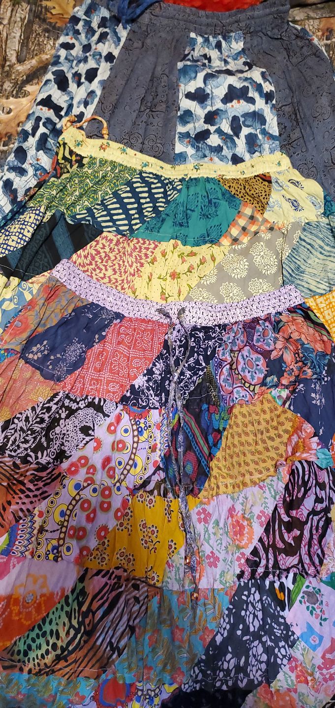 Customer photo review of Rough Cut Over Dye Patchwork Skirt