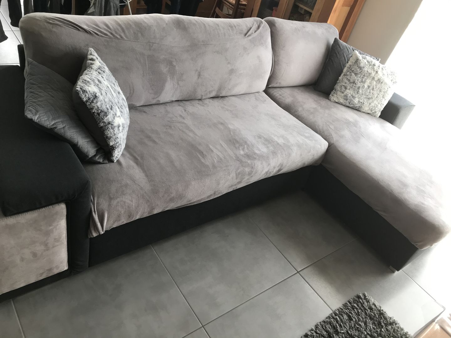 Customer photo review of Gris clair - Housses en velours Extensibles de Fauteuil et Canapé