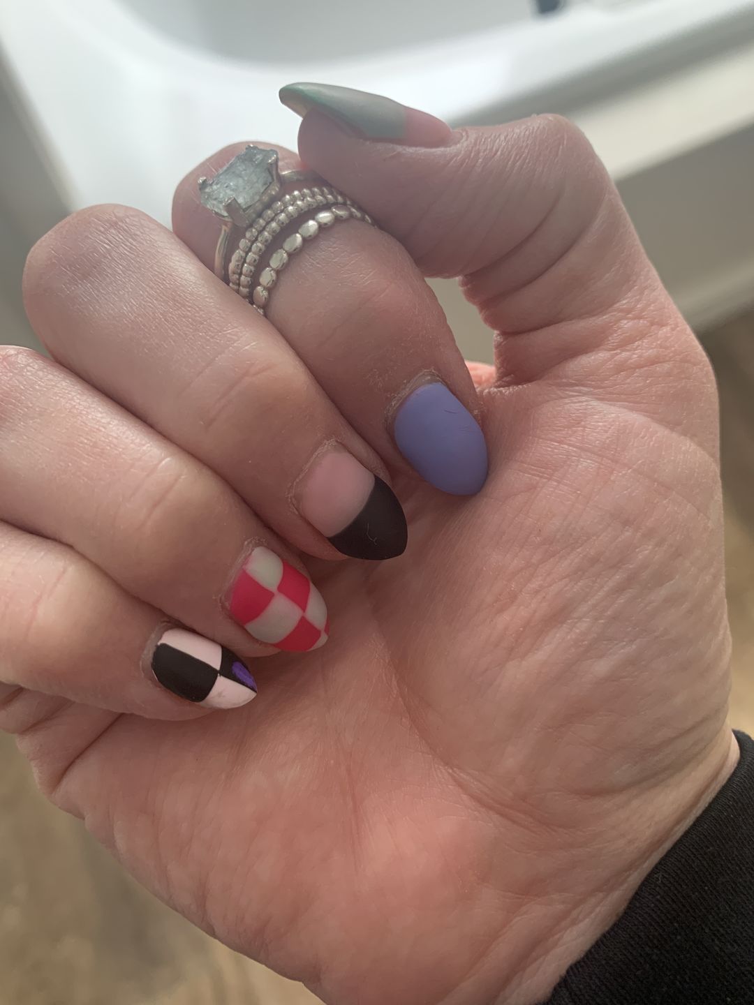 Customer photo review of Aquamarine Stacking Ring Set Sterling Silver