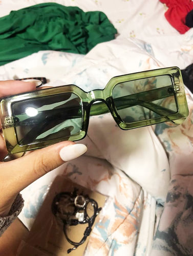 Customer photo review of Coffee Time Rectangle Sunglasses