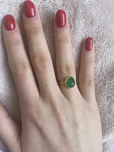 Customer photo review of Irregular Green Onyx Ring (Gold)