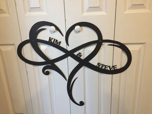 Customer photo review of Infinity Heart Metal Sign | Infinity Sign Metal Wall | Art Metal Infinity Symbol | Heart Rustic Modern Wall Decor Wall Sign Wedding Gifts