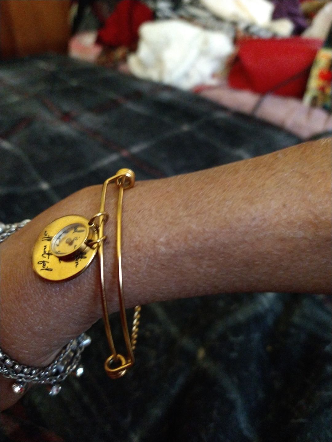 Customer photo review of God is Within Her, She Will Not Fail Bracelet