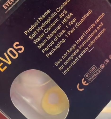 Customer photo review of EYEVOS Curly Girl Colored Contact Lenses