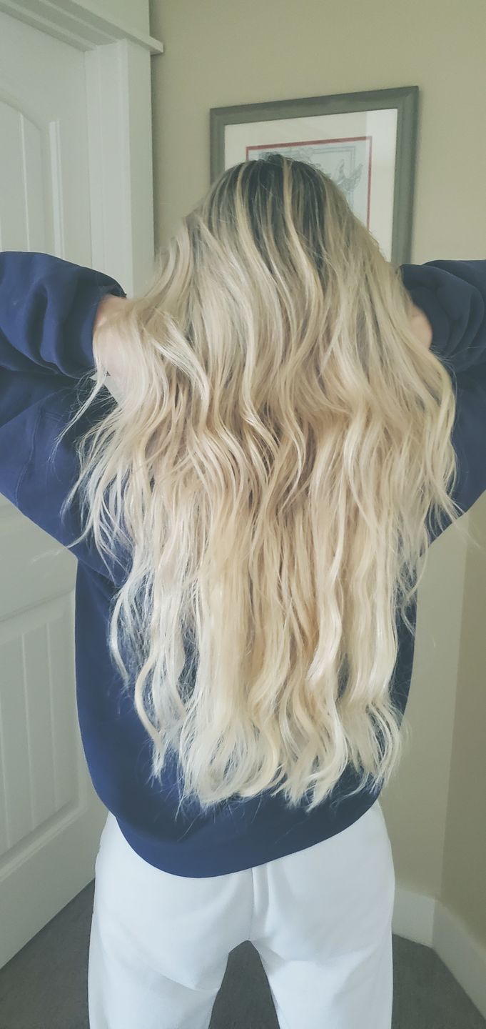 Customer photo review of Flat Weft Hair Extensions Virgin Hair Weft Balayage Hair #18/22/60