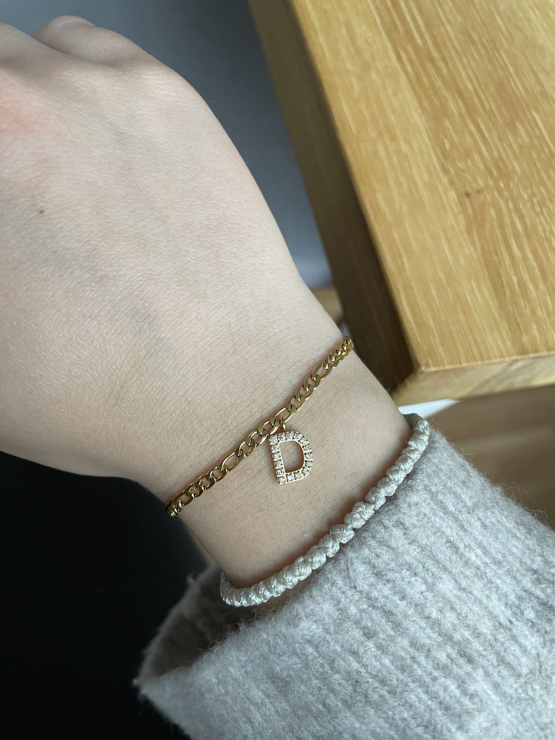 Customer photo review of Letter Armband | 18K vergoldet