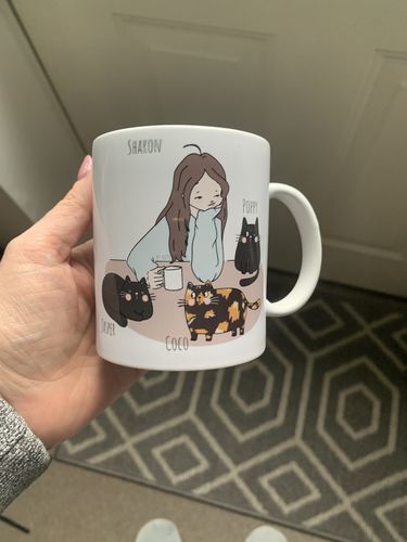 Customer photo review of Personalized Cat Morning Mug