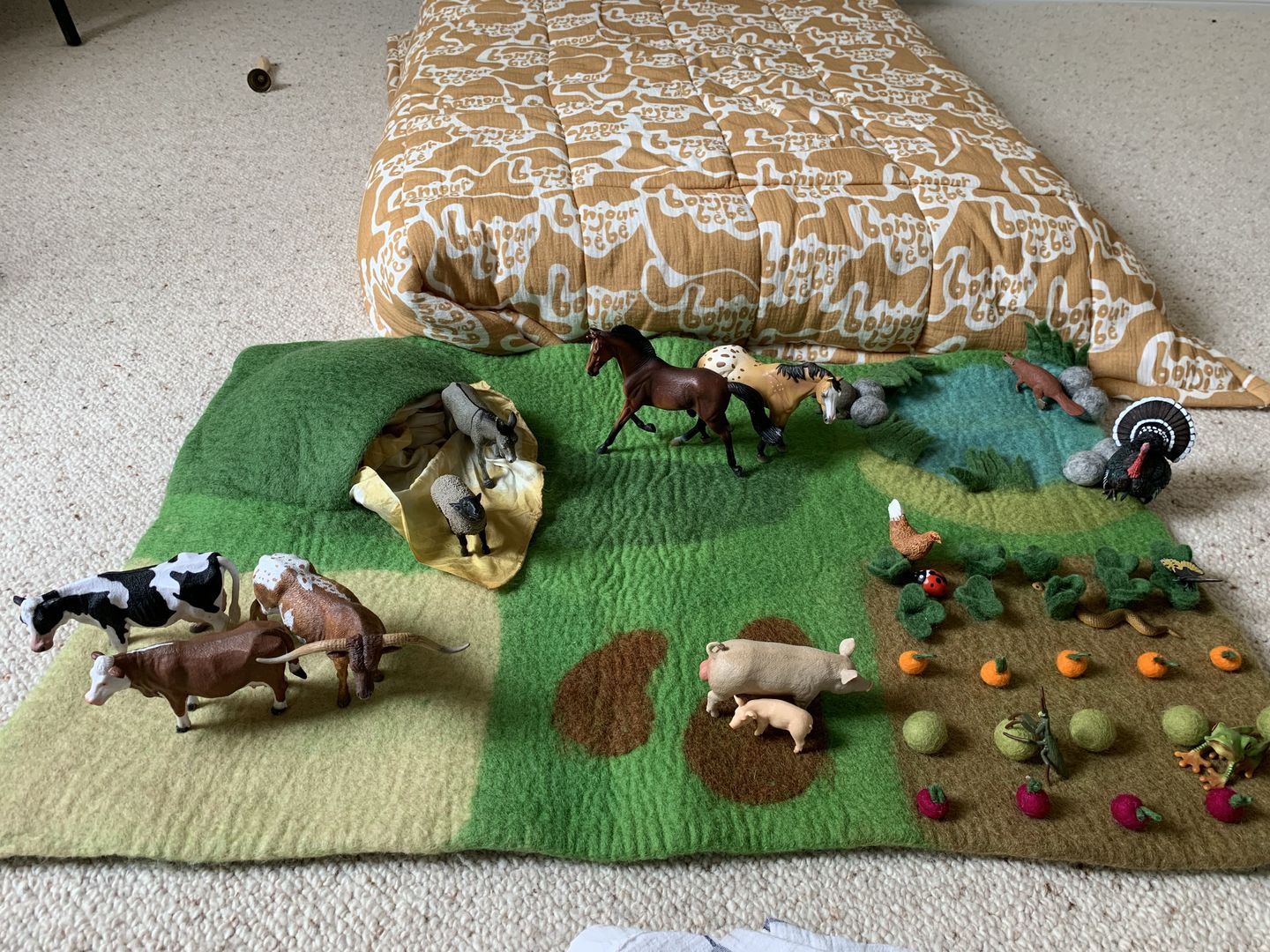 Customer photo review of Large Farm Play Mat Playscape